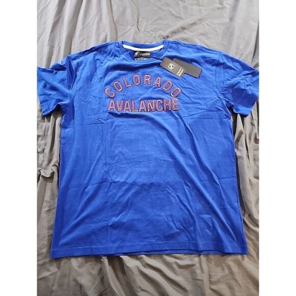 NWT Signature Colorado Avalanche Deep Royal T-Shirt Size XL Graphic‎ Both Sides